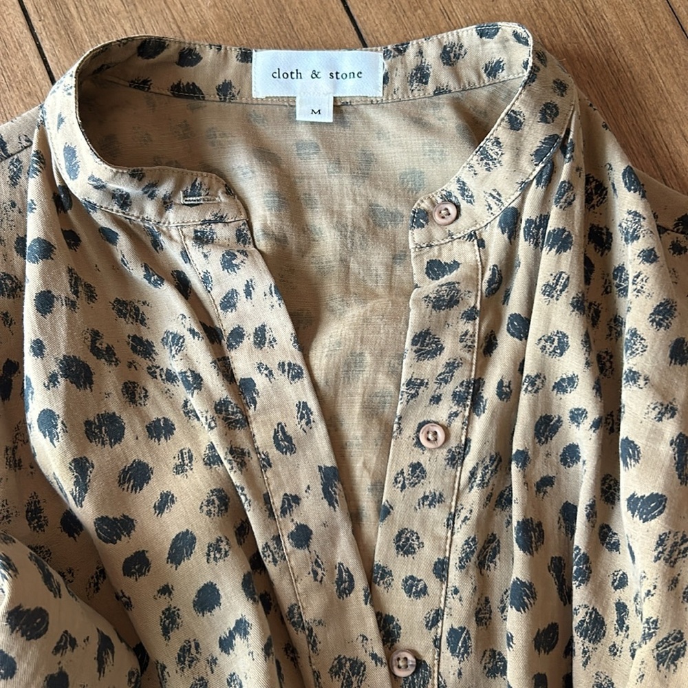 Cloth & Stone Anthropologie Cheetah Tan Brown Long Sleeve Button Down Maxi M